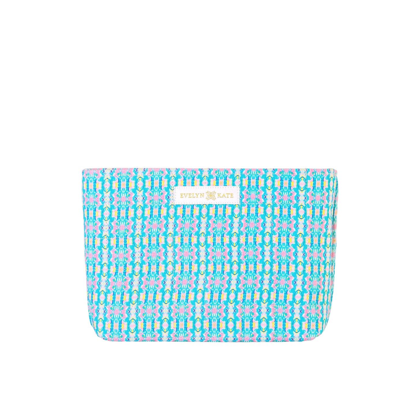 Quilted Large Cosmetic Bag - Modern Abaco Pattern