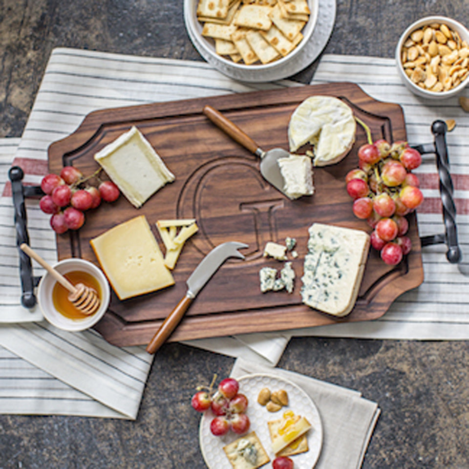 Personalized Wood Cutting Board/Cheese Board with Twisted Handles