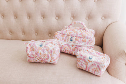 Dahlia Quilted Cosmetic Bags-set of 3 