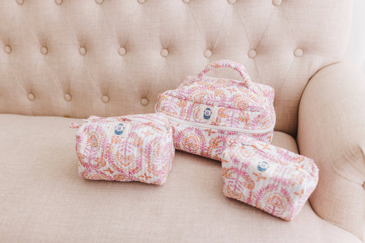 Dahlia Quilted Cosmetic Bags-set of 3 