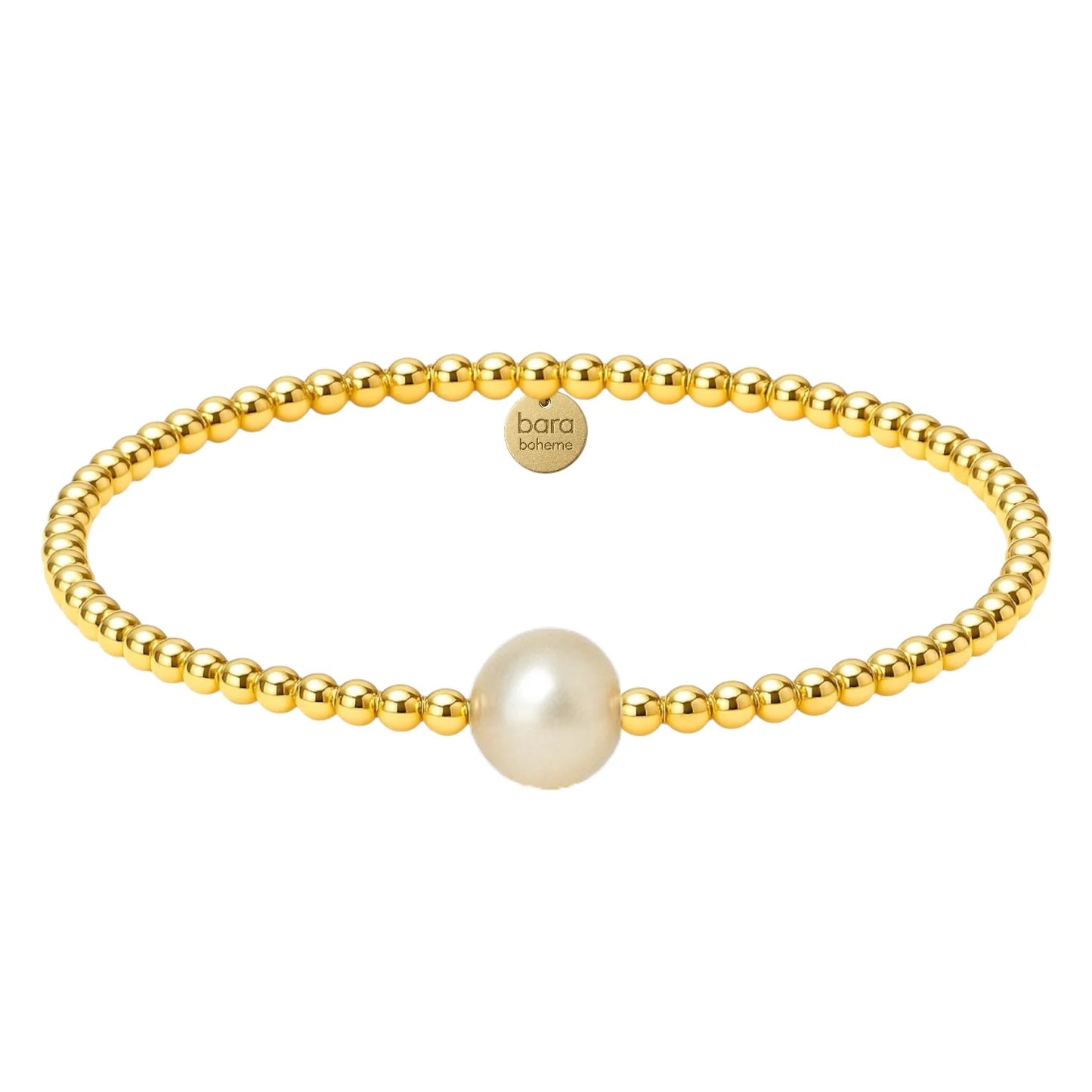 The Audrey: Gold Beaded Bracelet with Pearl