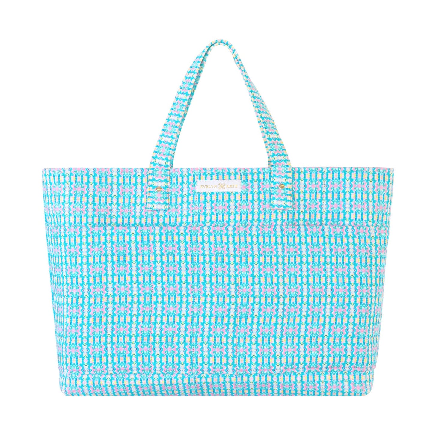 Quilted Large Tote Bag -  Modern Abaco Pattern