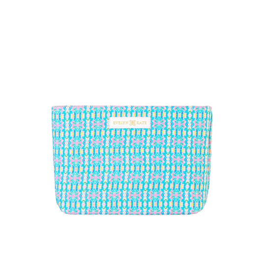 Quilted Large Cosmetic Bag -  Modern Abaco Pattern