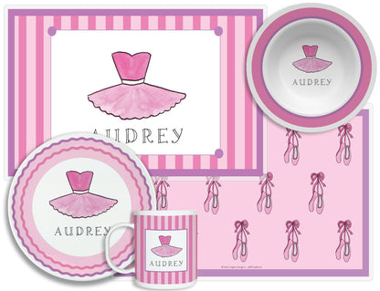 Ballerina Girl Personalized Dish Set for Kids
