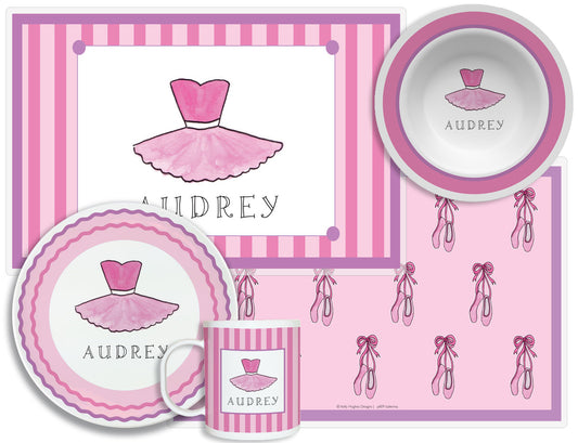 Ballerina Girl Personalized Dish Set for Kids
