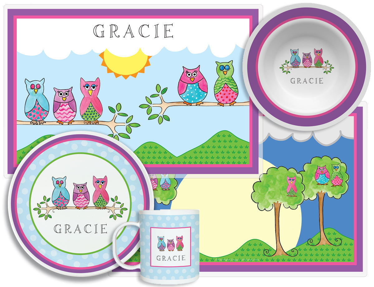 Owl Personalized Dish Set for Kids