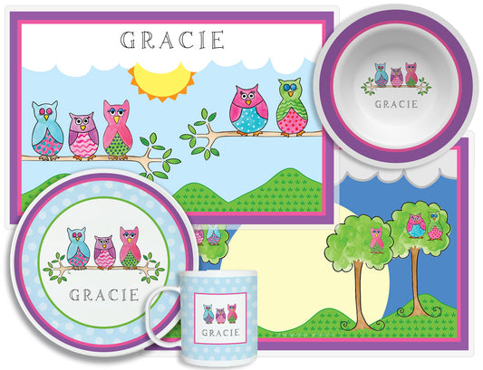 Owl Personalized Dish Set for Kids