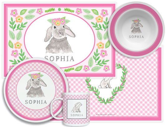 Bunny Love Personalized Dish Set for Kids