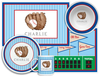 Little Slugger Baseball Personalized Dish Set for Kids