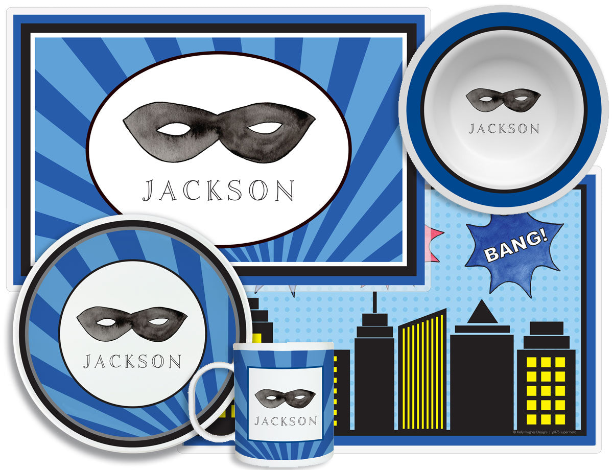 Super Hero Personalized Dish Set for Kids