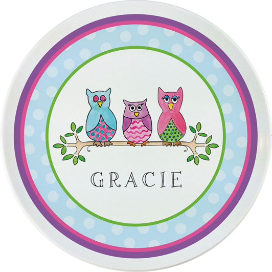 Owl Personalized Dish Set for Kids